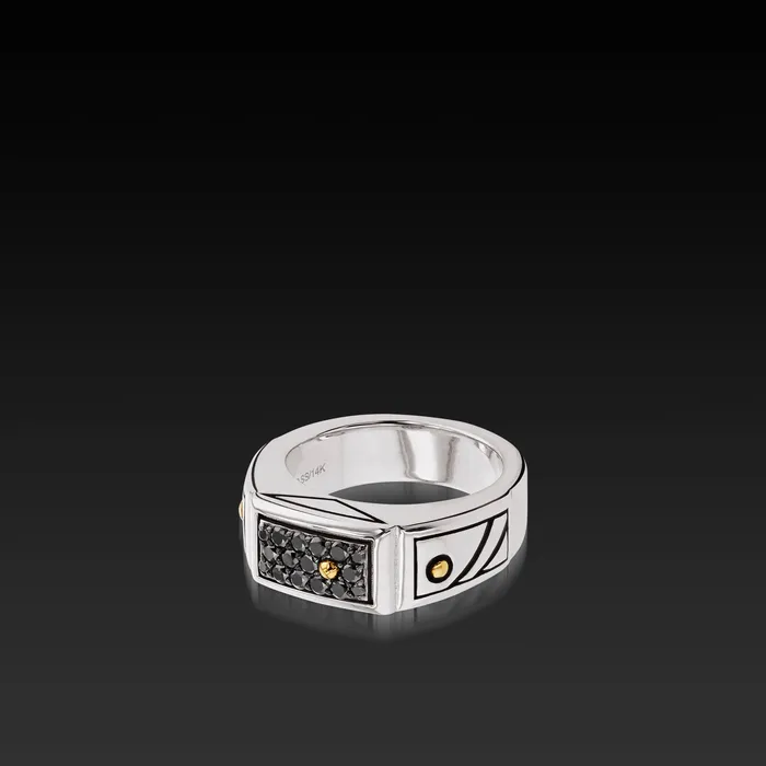 John Atencio Rings Matrix Black Diamond Signet Ring John Atencio Rings Matrix Black Diamond Signet Ring