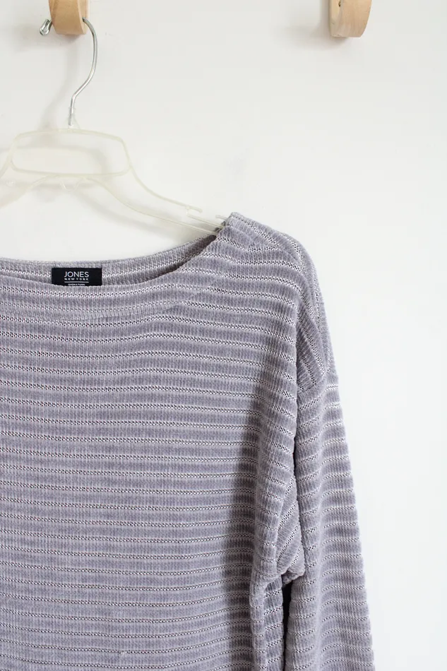 Jones New York Silver Ribbed Sweater Top M Jones New York Rings