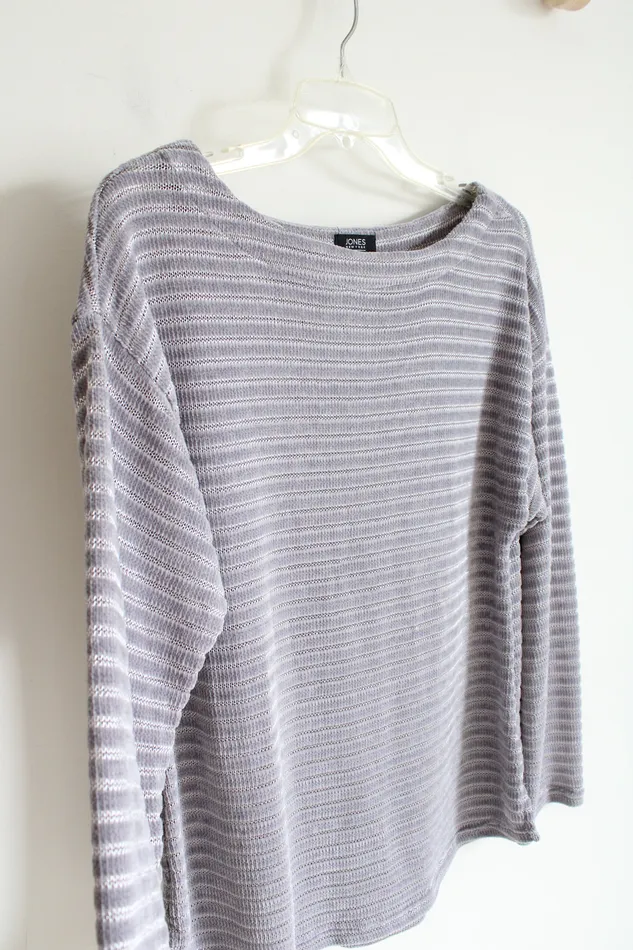 Jones New York Silver Ribbed Sweater Top M Jones New York Rings