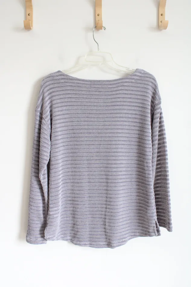Jones New York Silver Ribbed Sweater Top M Jones New York Rings