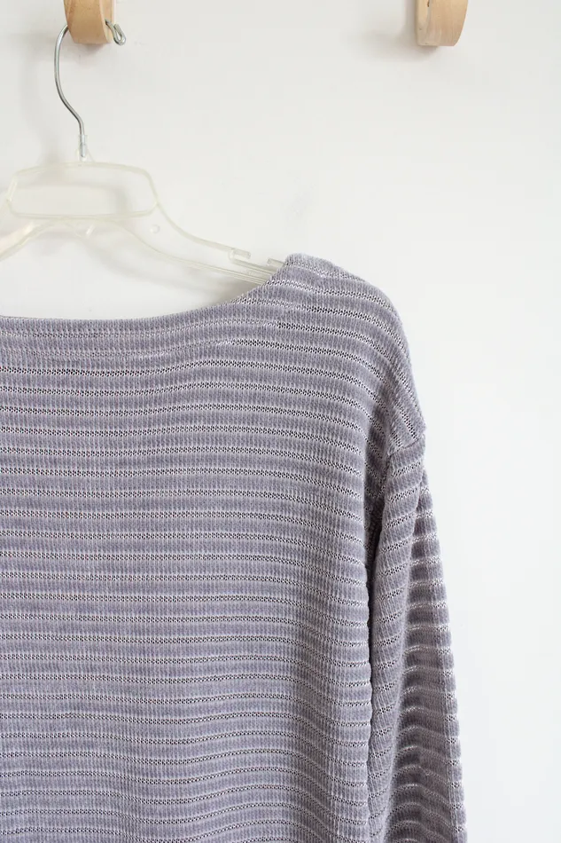Jones New York Silver Ribbed Sweater Top M Jones New York Rings