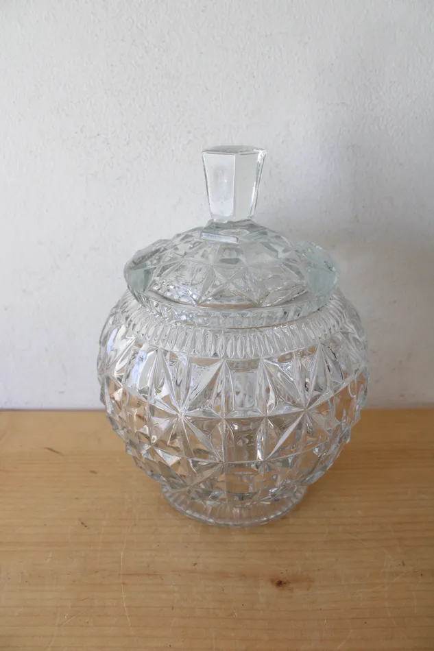 Jubilee Thrift Earrings Crystal Etched Glass Candy Dish