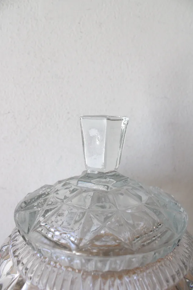 Jubilee Thrift Earrings Crystal Etched Glass Candy Dish