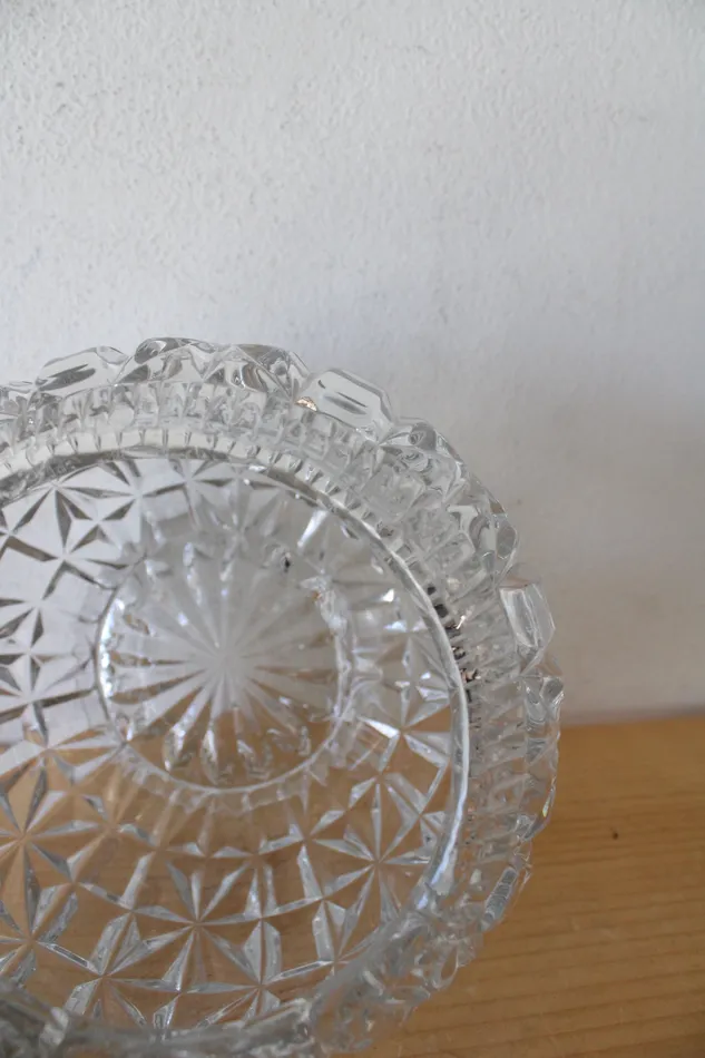 Jubilee Thrift Earrings Crystal Etched Glass Candy Dish
