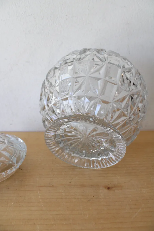 Jubilee Thrift Earrings Crystal Etched Glass Candy Dish