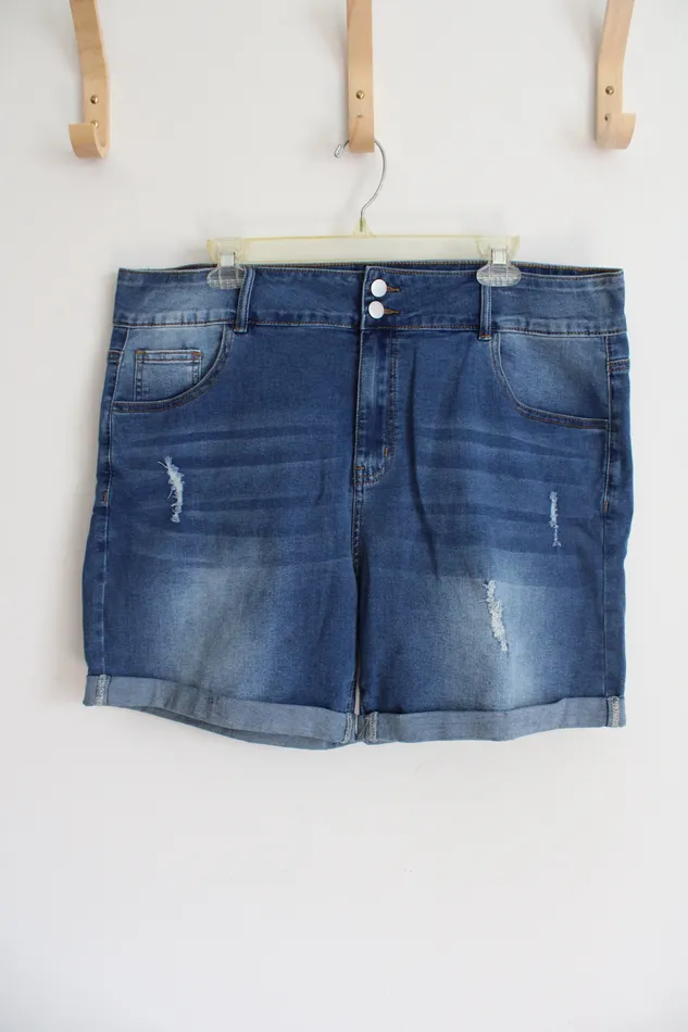 Jubilee Thrift Earrings Distressed Cuffed Denim Shorts 20W