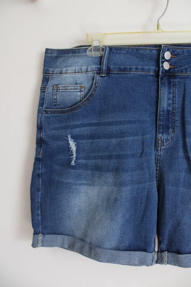 Jubilee Thrift Earrings Distressed Cuffed Denim Shorts 20W