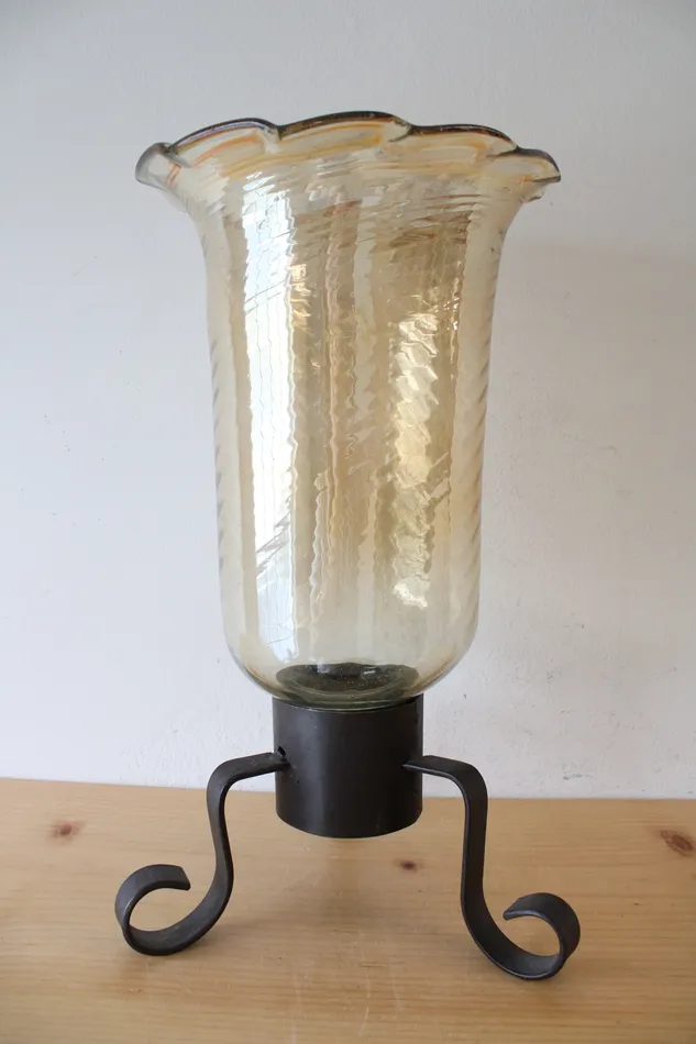 Jubilee Thrift Earrings Large Tan Blown Glass Wrought Iron Hurricane Lamp 155