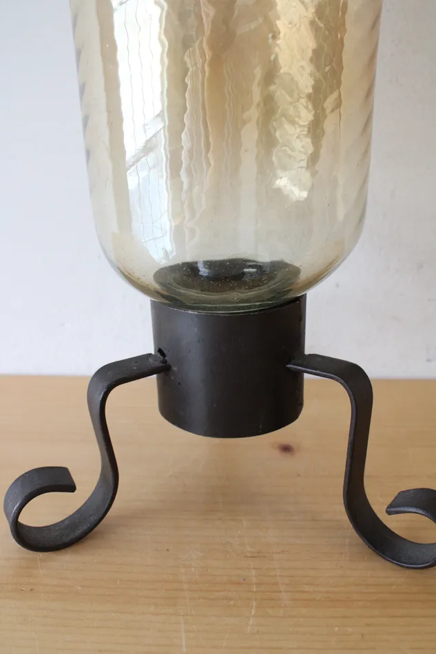Jubilee Thrift Earrings Large Tan Blown Glass Wrought Iron Hurricane Lamp 155