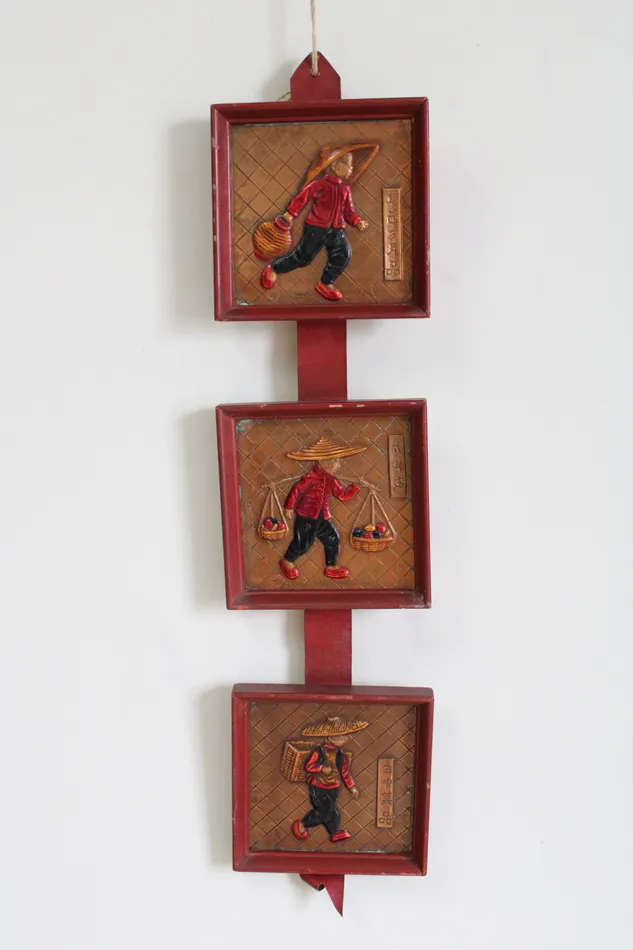 Jubilee Thrift Earrings Vintage Copper Asian Style Wall Panel Art Decals
