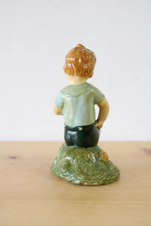 Jubilee Thrift Necklaces 1957 Boy Sitting With Hat Ceramic Figurine