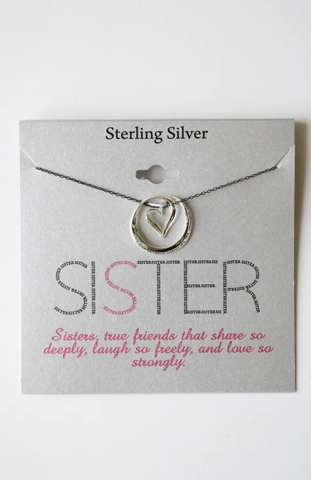 Jubilee Thrift NEW Sister Heart Sterling Silver Necklace Necklaces