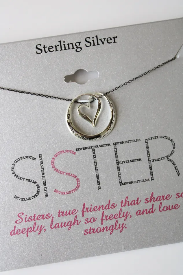 Jubilee Thrift NEW Sister Heart Sterling Silver Necklace Necklaces