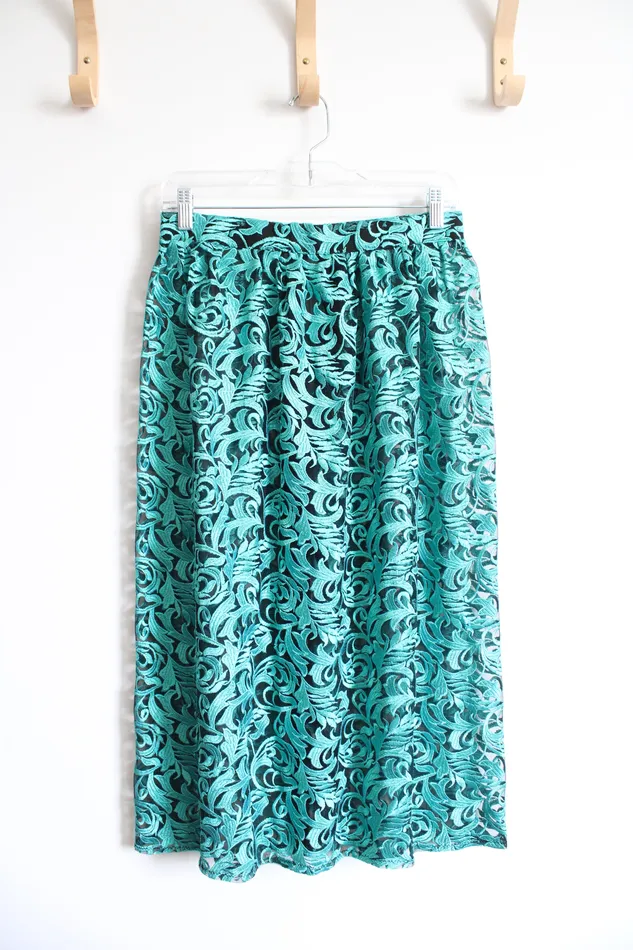 Jubilee Thrift Rings Green Black Lace Sheer Skirt M