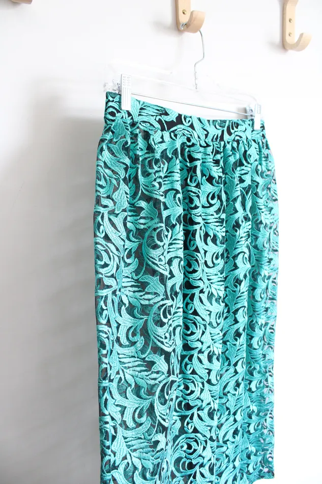 Jubilee Thrift Rings Green Black Lace Sheer Skirt M