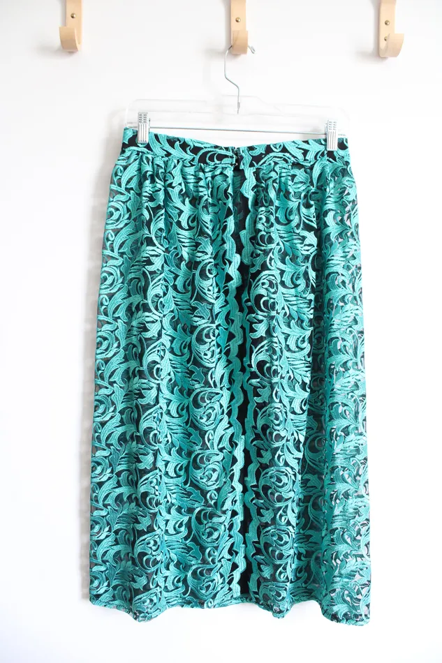 Jubilee Thrift Rings Green Black Lace Sheer Skirt M