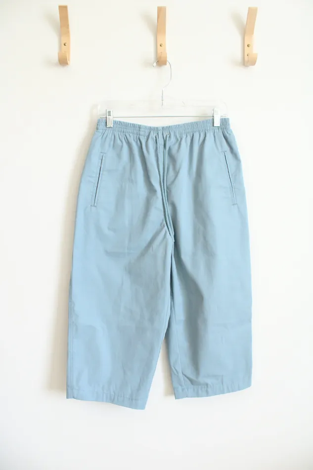 Jubilee Thrift Teal Elastic Waist Capri Pants S Earrings