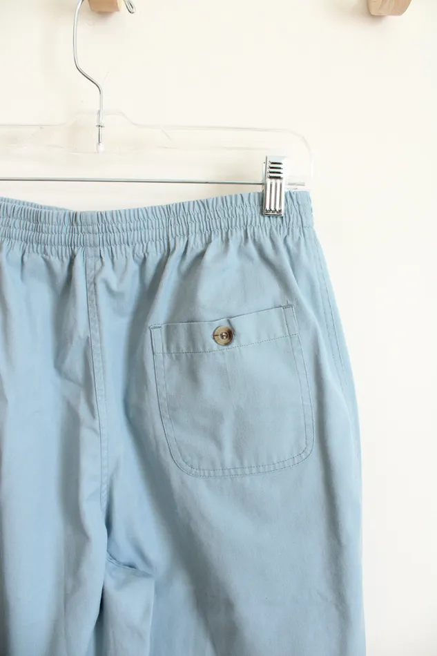 Jubilee Thrift Teal Elastic Waist Capri Pants S Earrings