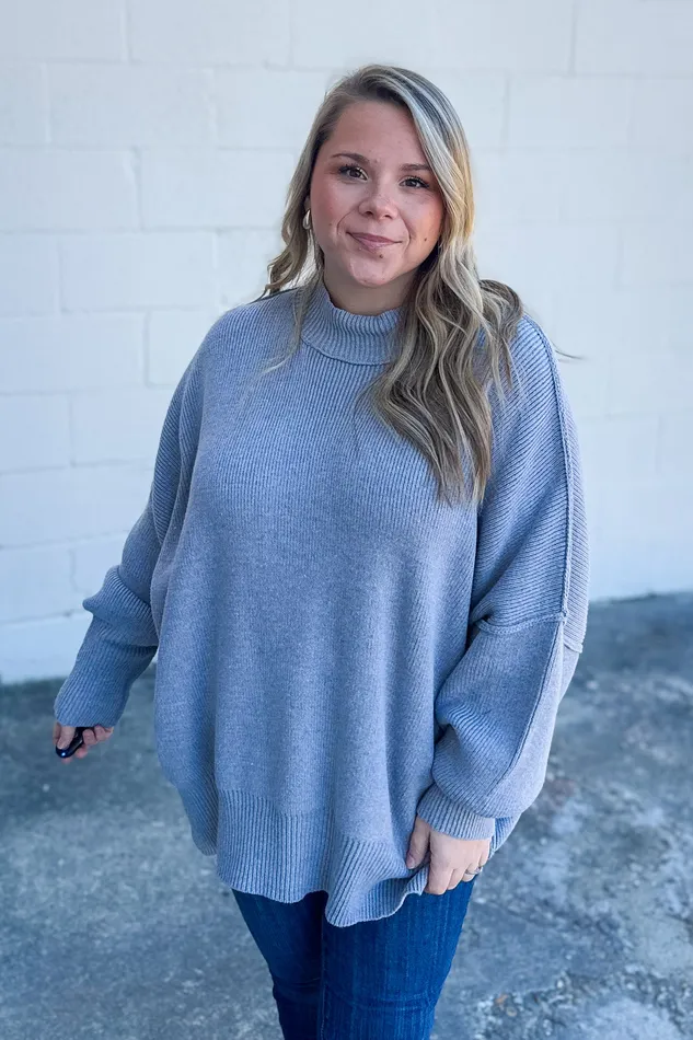 Judith Oversized Sweater Grey Zenana Earrings