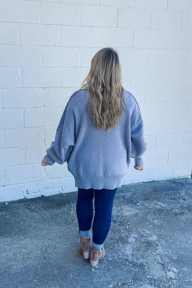 Judith Oversized Sweater Grey Zenana Earrings