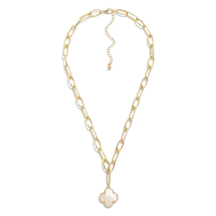 Judson Necklaces Paperclip Chain Link Necklace Featuring Clover Pendant Gold Judson Necklaces Paperclip Chain Link Necklace Featuring Clover Pendant Gold