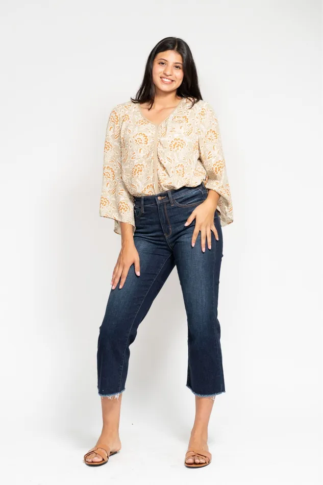 JUDY BLUE HIGH WAIST CROPPED WIDE LEG JEAN DARK STONE JUDY BLUE Rings