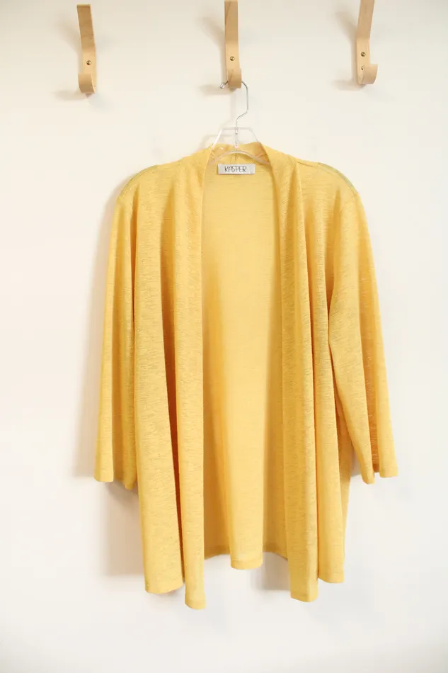Kasper Lightweight Yellow Cardigan M Kasper Earrings