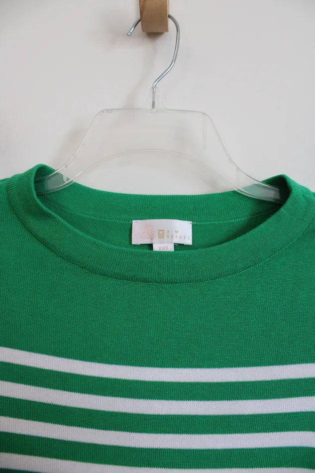 Kim Gravel Rings Belle Kim Gravel Green White Striped Knit Sweater XXS