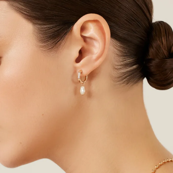 Kismet By Milka Global3 Earrings Explorer Pearl Dangling Hoop Earring
