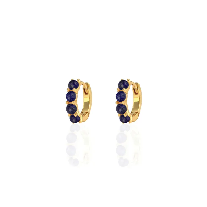 Kris Nations Earrings Blue Lapis Huggie Hoop Earrings