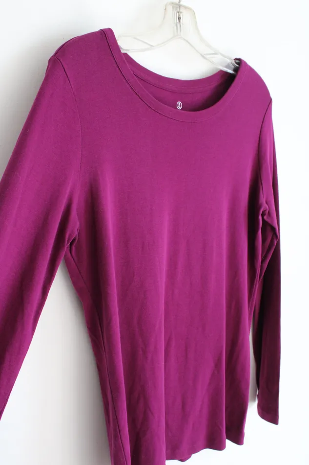Lands End Earrings Lands End Shaped Purple Long Sleeved Cotton Top S