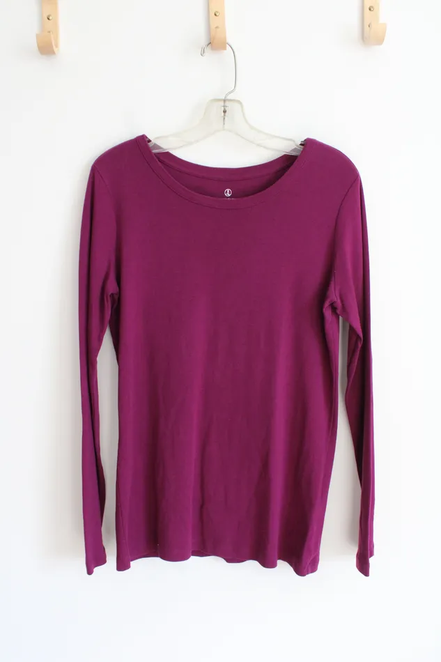 Lands End Earrings Lands End Shaped Purple Long Sleeved Cotton Top S