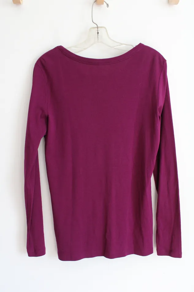 Lands End Earrings Lands End Shaped Purple Long Sleeved Cotton Top S