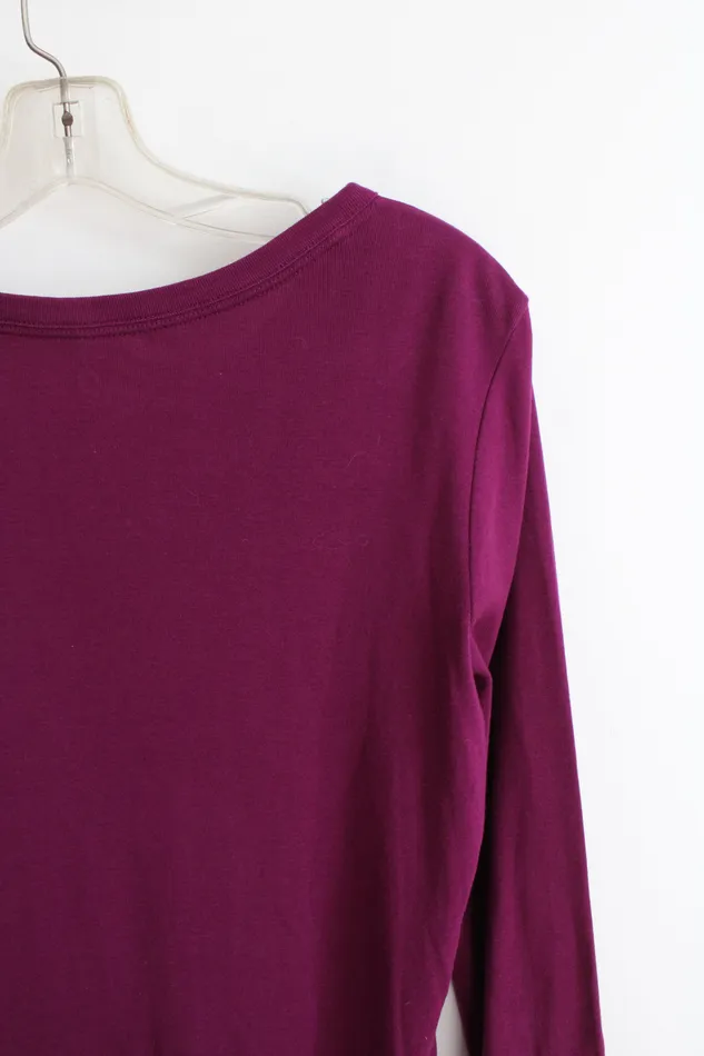 Lands End Earrings Lands End Shaped Purple Long Sleeved Cotton Top S