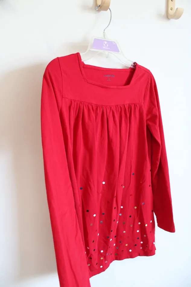 Lands End Red Sequined Dress Youth M 1012 Lands End Earrings