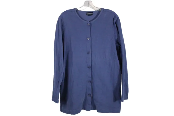 Lands End Rings Lands End Blue Button Down Knit Top M