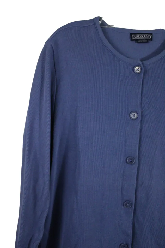 Lands End Rings Lands End Blue Button Down Knit Top M