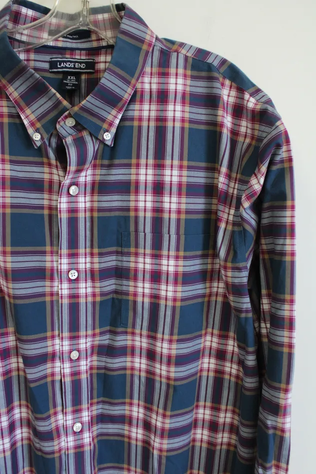 Lands End Traditional Fit Multi Colored Plaid Long Sleeved Button Down Shirt XXL Lands End Earrings