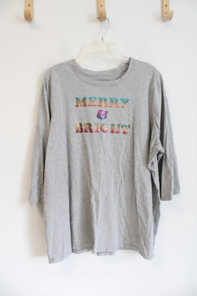 Lane Bryant Earrings Lane Bryant Gray Merry Bright Long Sleeved Top 2224