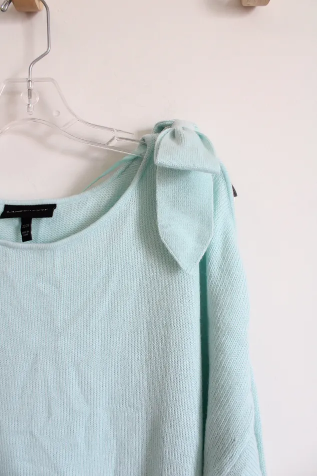 Lane Bryant Rings Lane Bryant Light Teal Bow Open Shoulder Sweater 2224