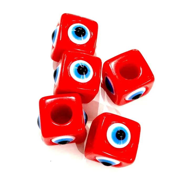Large Hole Evil Eye Resin Beads 15mm Beads 7mm Hole 5 Beads in a Pack Peppy Beads Necklaces
