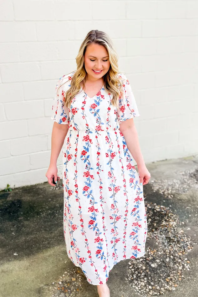 Lasting Impressions Floral Maxi Dress Ivory Haptics Rings