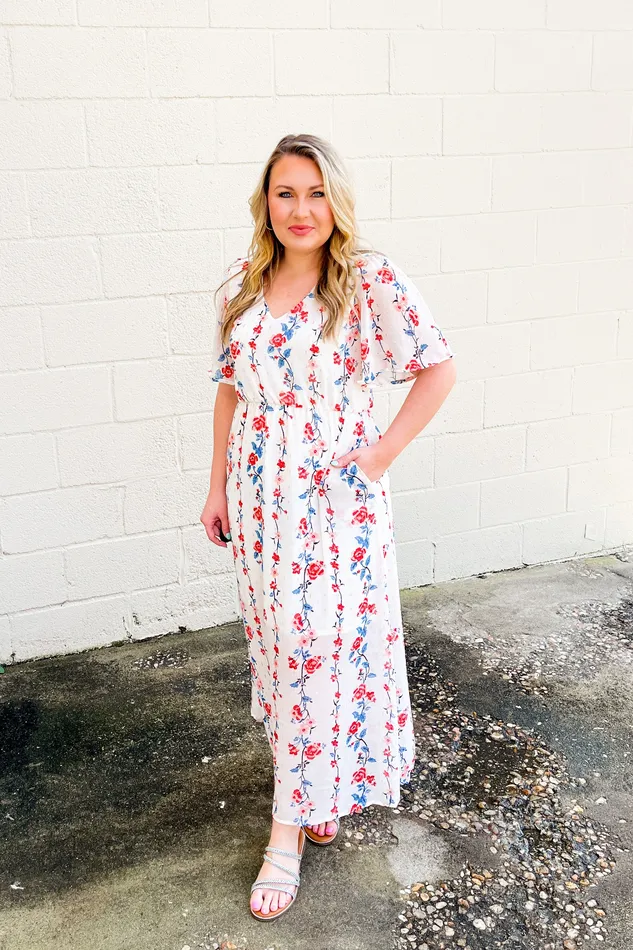 Lasting Impressions Floral Maxi Dress Ivory Haptics Rings