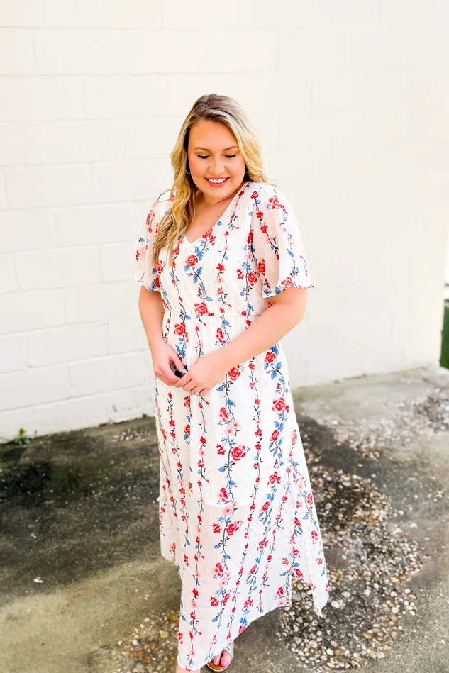 Lasting Impressions Floral Maxi Dress Ivory Haptics Rings