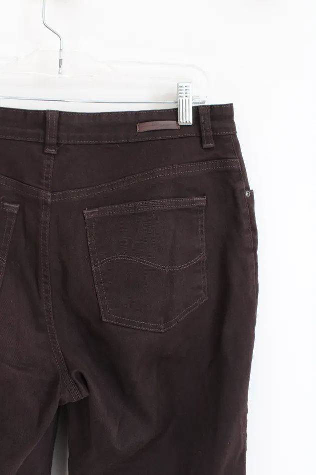 Lee Relaxed Fit Dark Brown Pants 8 Short Lee Earrings