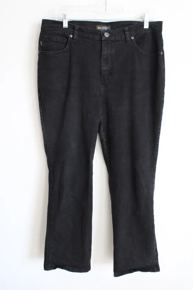 Lee Rings Lee Relaxed Fit Straight Leg Mid Rise Black Jeans 14 Short