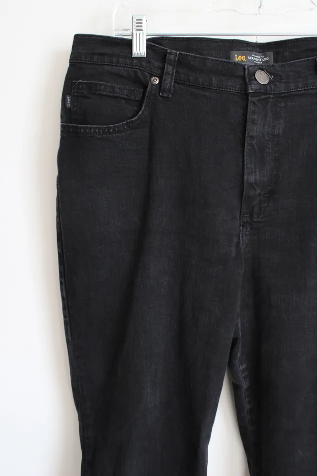 Lee Rings Lee Relaxed Fit Straight Leg Mid Rise Black Jeans 14 Short