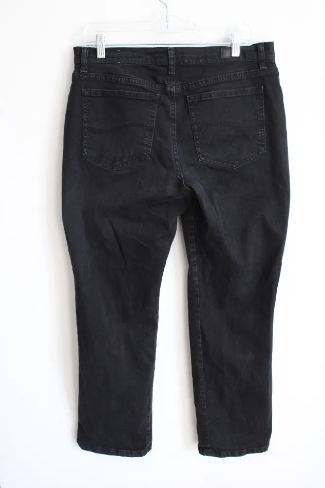Lee Rings Lee Relaxed Fit Straight Leg Mid Rise Black Jeans 14 Short