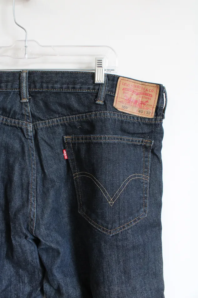 Levis Relaxed Fit Straight 559 Dark Wash Jeans 40X32 Levis Earrings