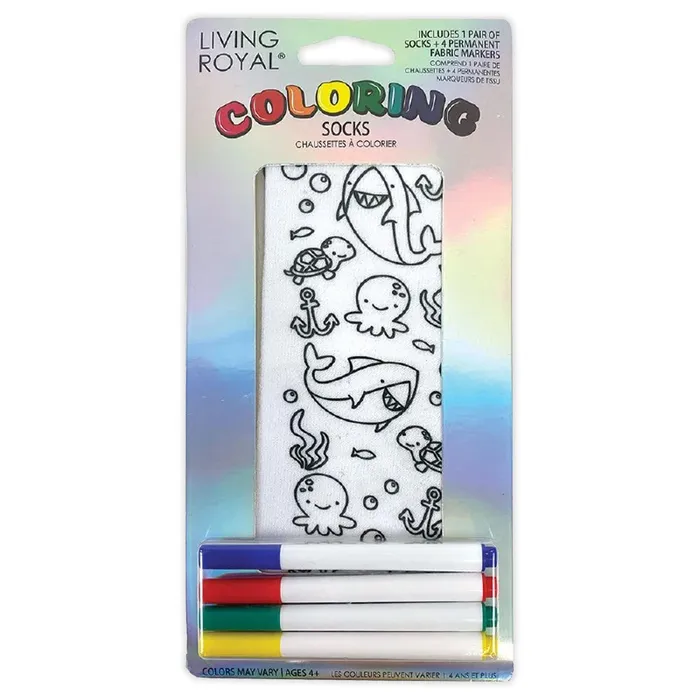 LIVINGROYAL Living Royal Ocean Pals Customizable Coloring Socks Necklaces